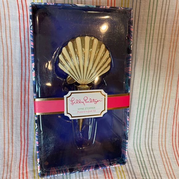 Lilly Pulitzer Gold Wine Stopper Shell Scale Up NWT - Picture 6 of 8
